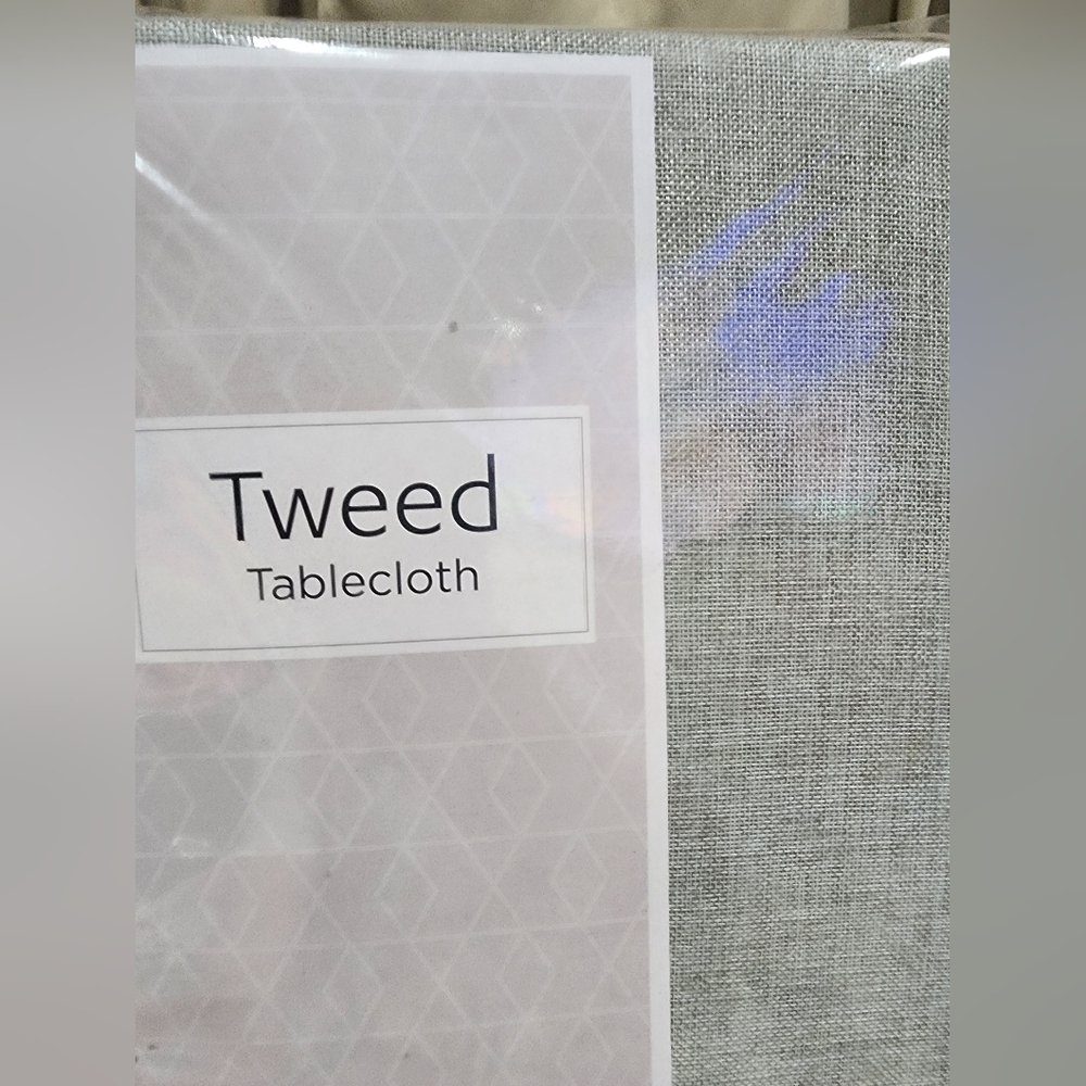 Tweed Tablecloth Grey  60inx 104 In
